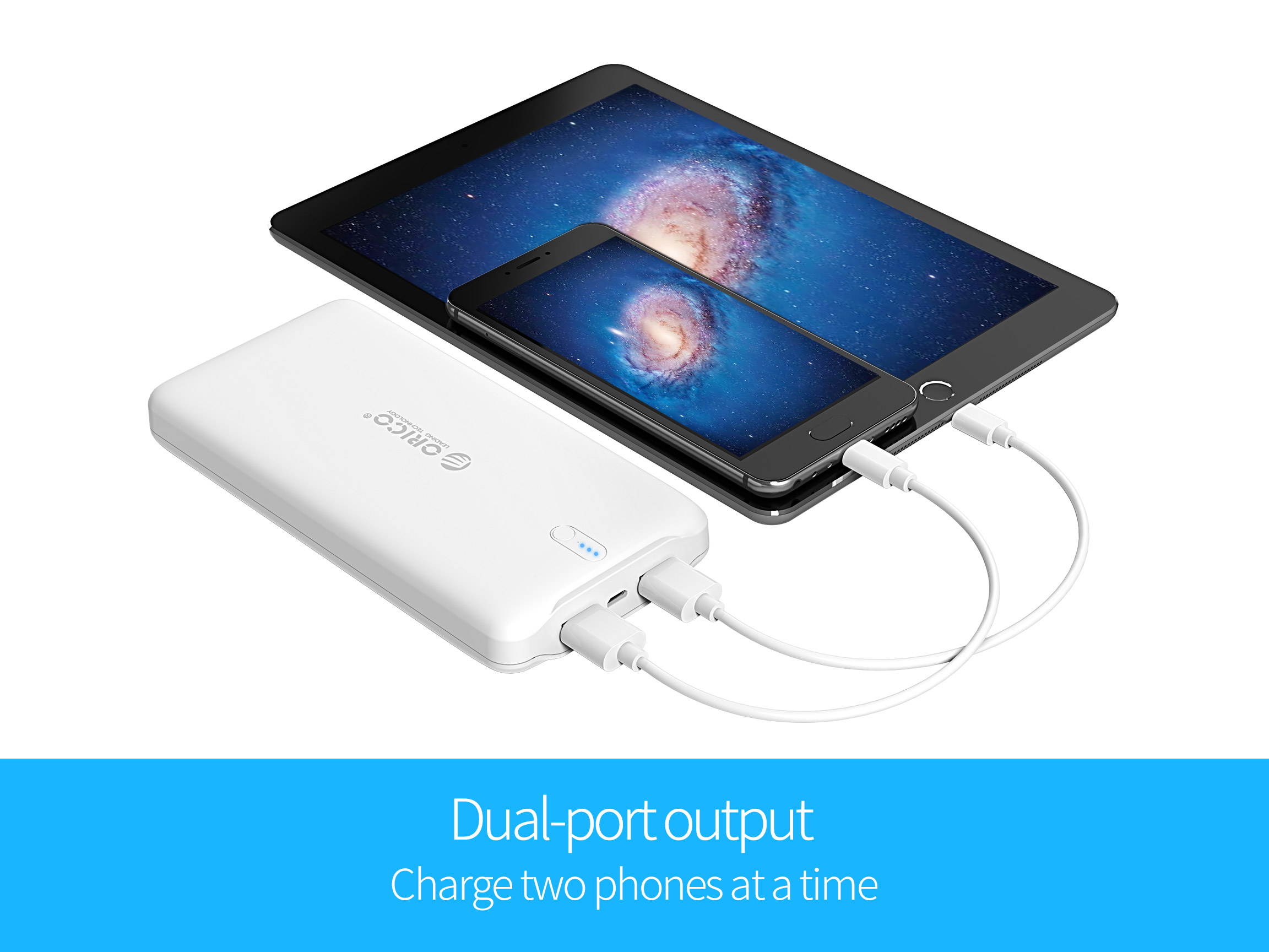 ORICO 20000mAh High Capacity Battery Charger Dual USB Port External Mobile Battery Pack, Battery Power Backup for iPhone 7 Plus/6s, iPad, iPod, Samsung Galaxy, Cell Phones, Tablet