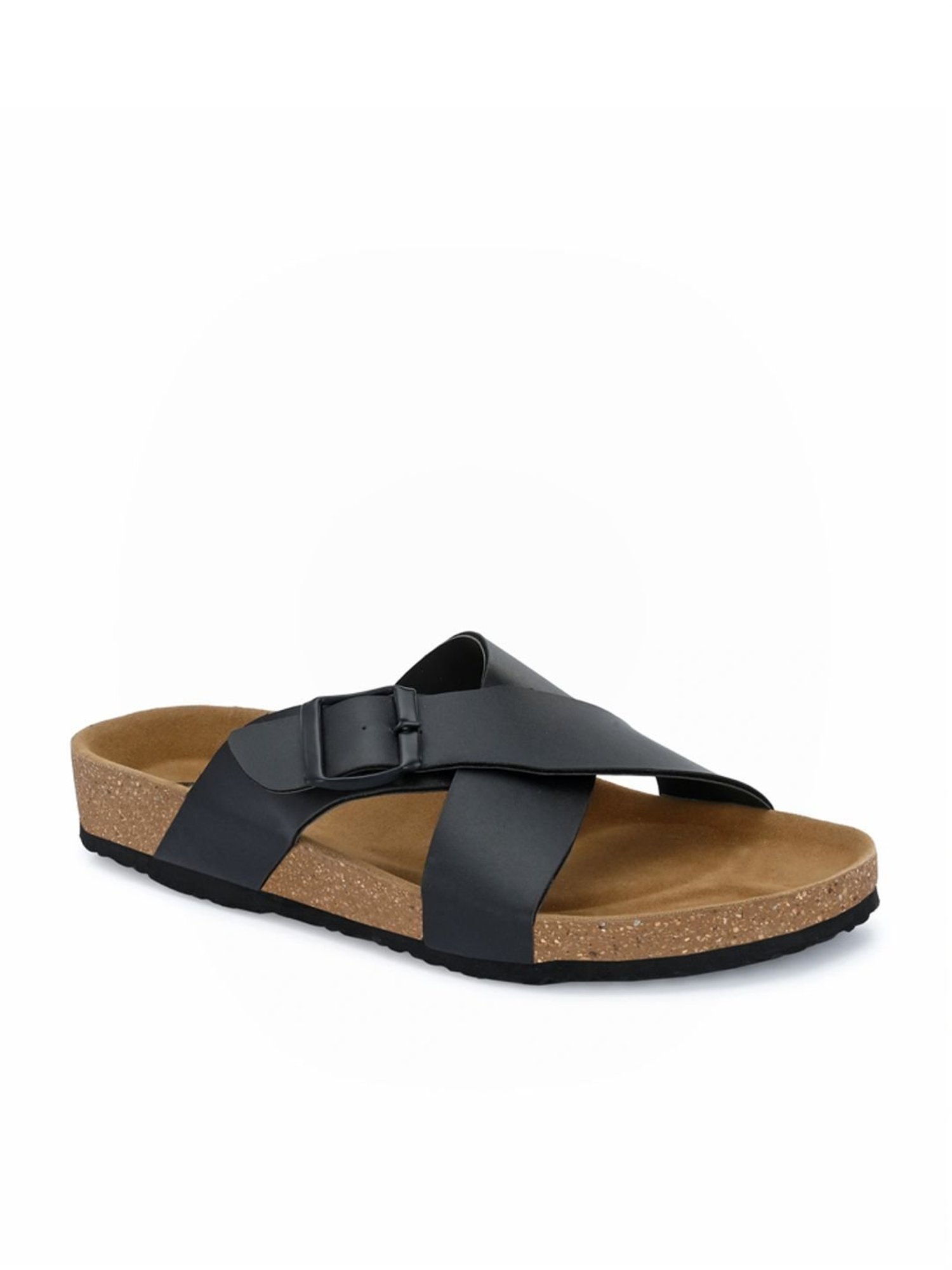 Hoversole Men's Grey Cork Cross Strap Sandals