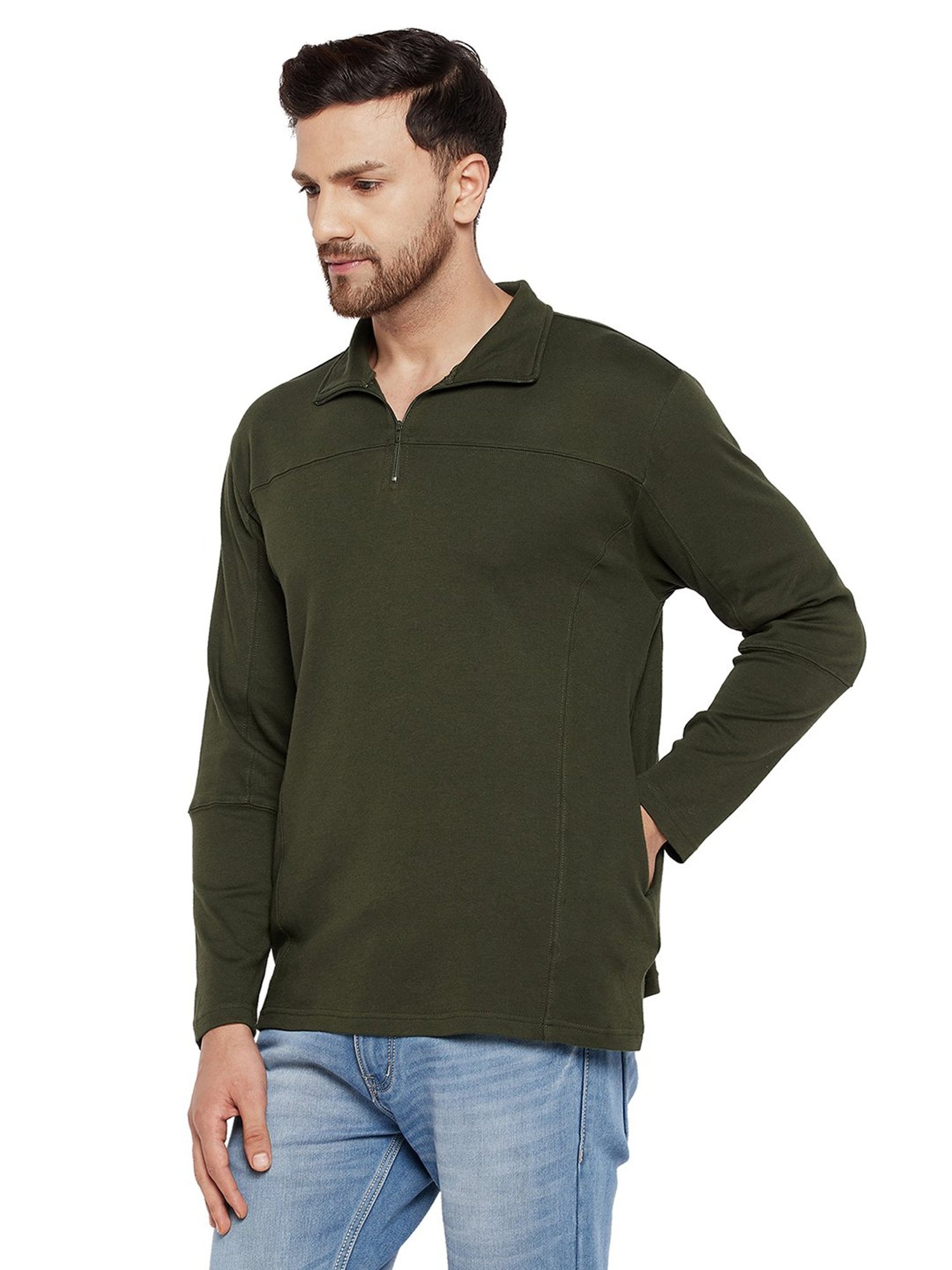 Hypernation Green Relaxed Fit Cotton Polo T-Shirt