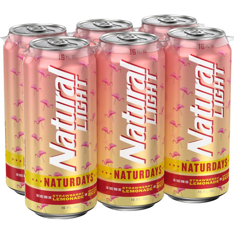 Natural Light Naturdays Strawberry Lemonade Beer - 6pk/16 fl oz Cans