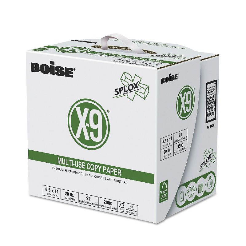 Boise X-9 SPLOX Multi-Use Copy Paper 3-Hole 92 Bright 20lb 8.5x11 White 2500/CT SP8420P