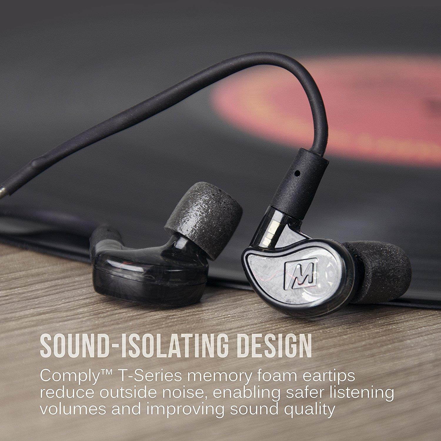 MEE audio M6 PRO 2nd generation Universal-Fit Noise-Isolating Musicians&rsquo; In-Ear Monitors with Detachable Cables (Smoke)