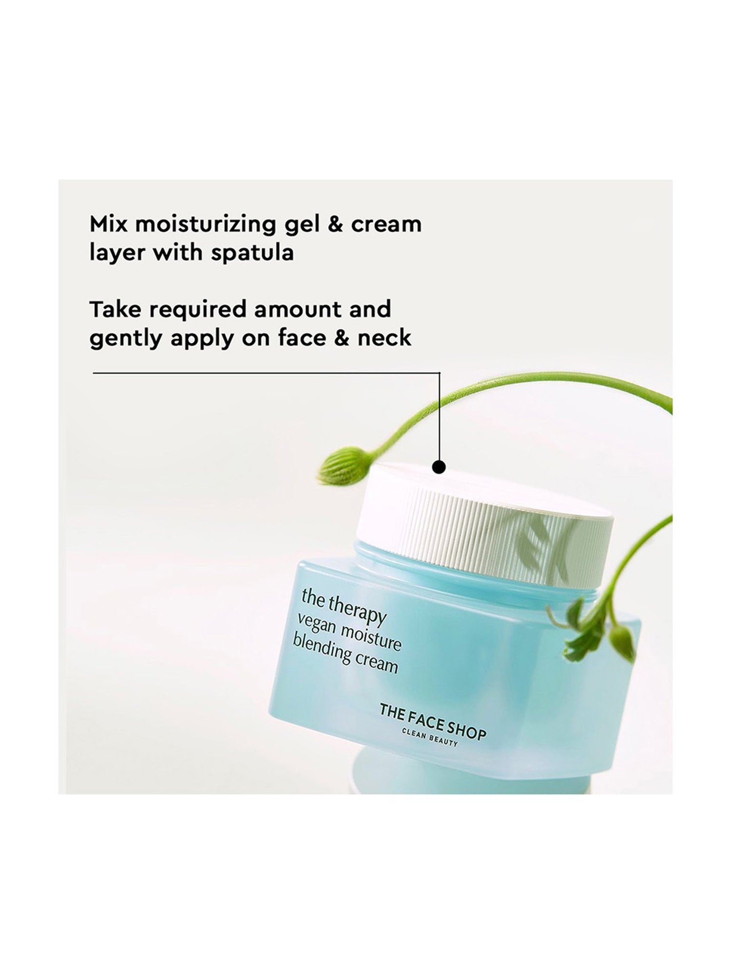 The Face Shop Therapy Vegan Moisture Blending Cream with 48Hr Hydration - 60 ml