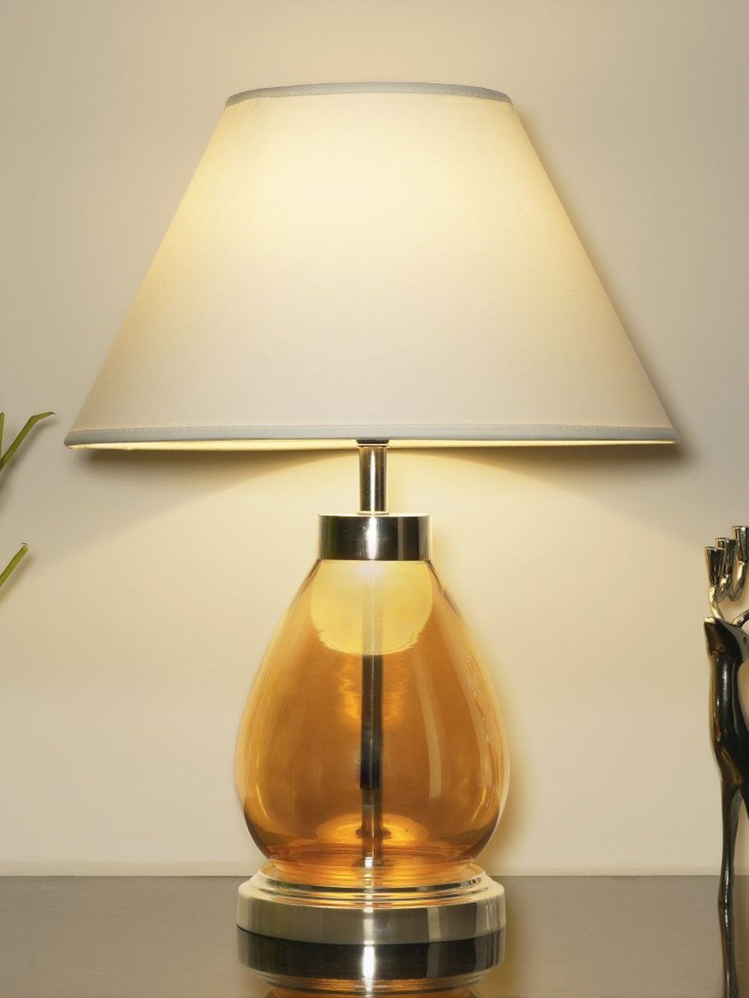 Kapoor Lamp Shades Amber & White Glass Fondi Finish Table Lamp