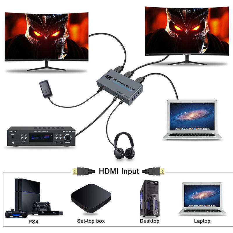 4K HD Audio Extractor With HD Splitter  HDMI2.0