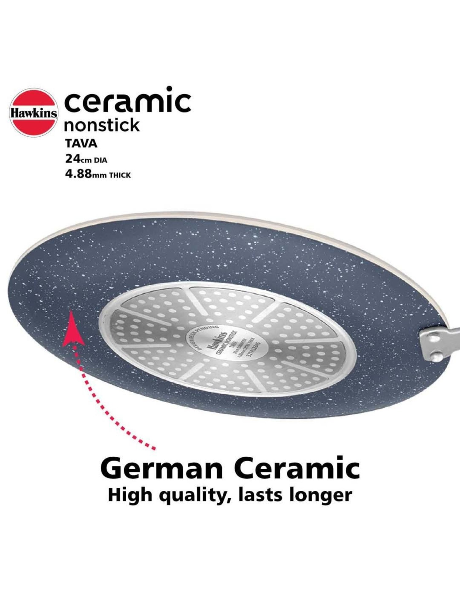 Nirlon Pure Grade Virgin Aluminium Non-stick Induction Base Flat Tawa - 26 cm Diameter