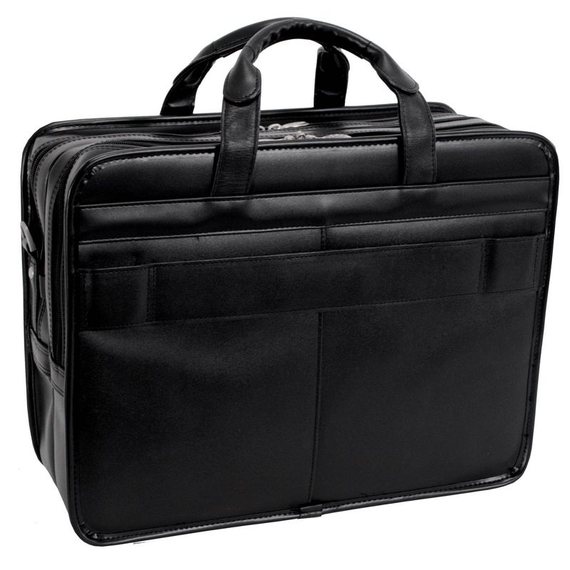 McKlein Clinton 17" Leather Patented Detachable Wheeled Laptop Bag - Black
