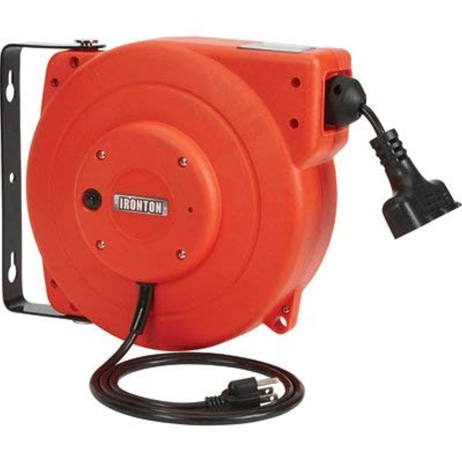 ironton retractable extension cord reel - 33ft. 16/3, triple tap