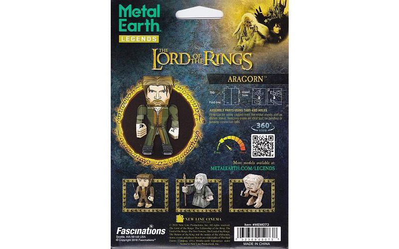 Fascinations Metal Earth Lord of The Rings Aragorn 3D Metal Model Kit