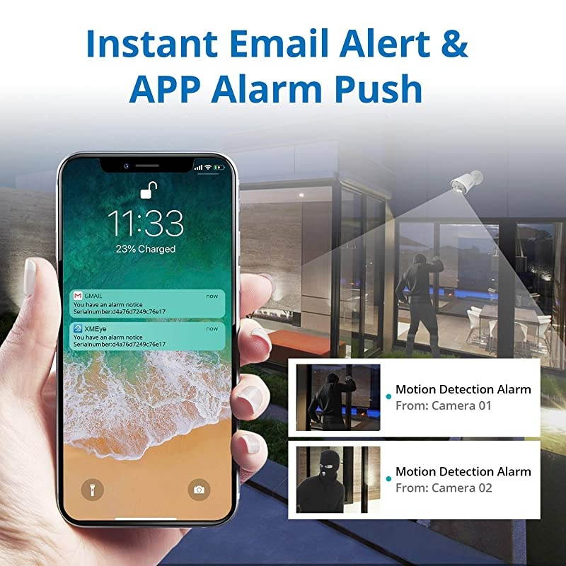 1080P Full Color Night Vision Surveillance System, 8CH 5MP-N Security Camera DVR 4Pcs 2MP Outdoor CCTV Camera with 2 x 3500K Warm Spotlight LED P2P Smart Motion Alert, 1TB HDD Included