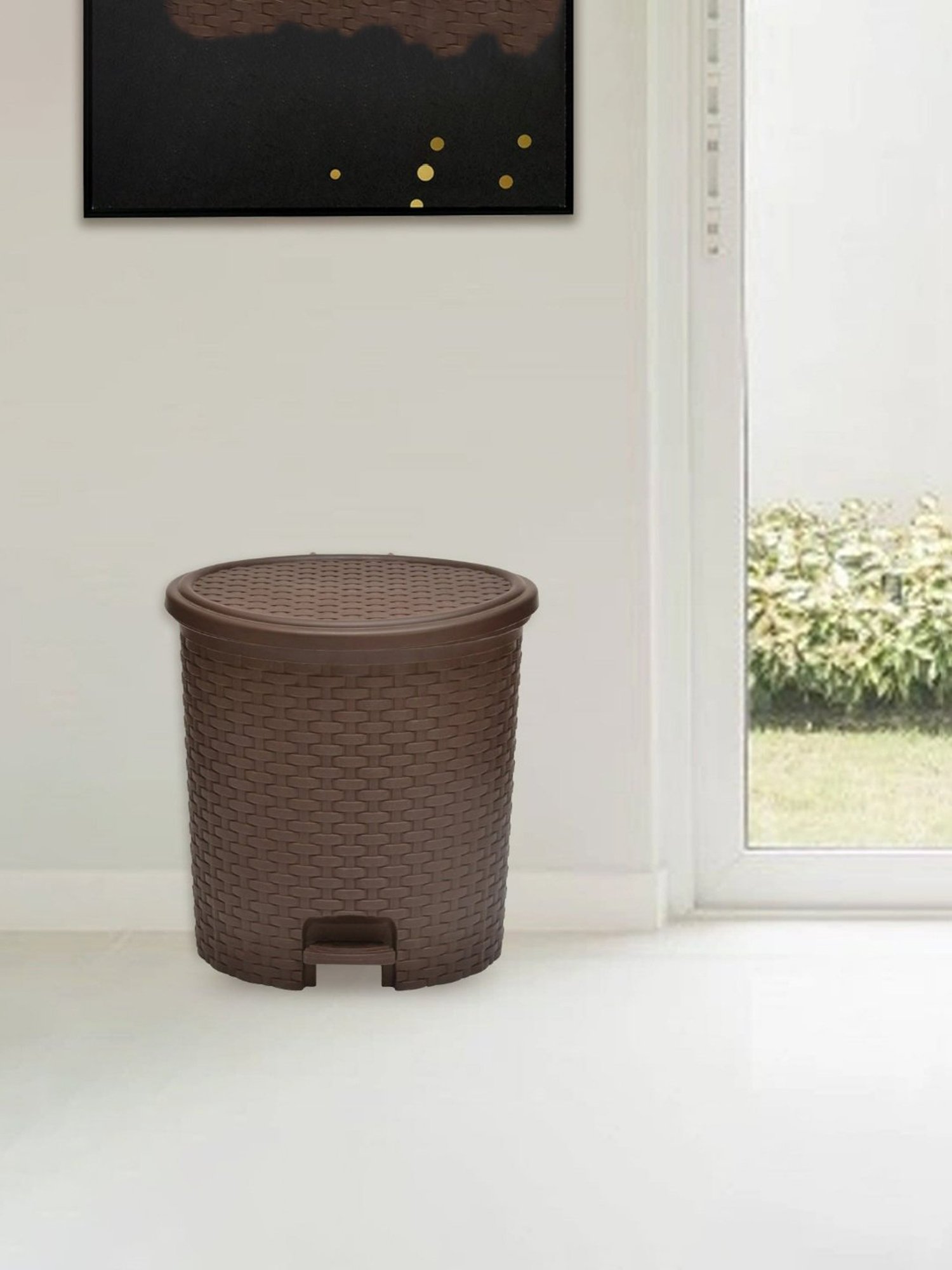 @home Nilkamal Brown Plastic Dustbin