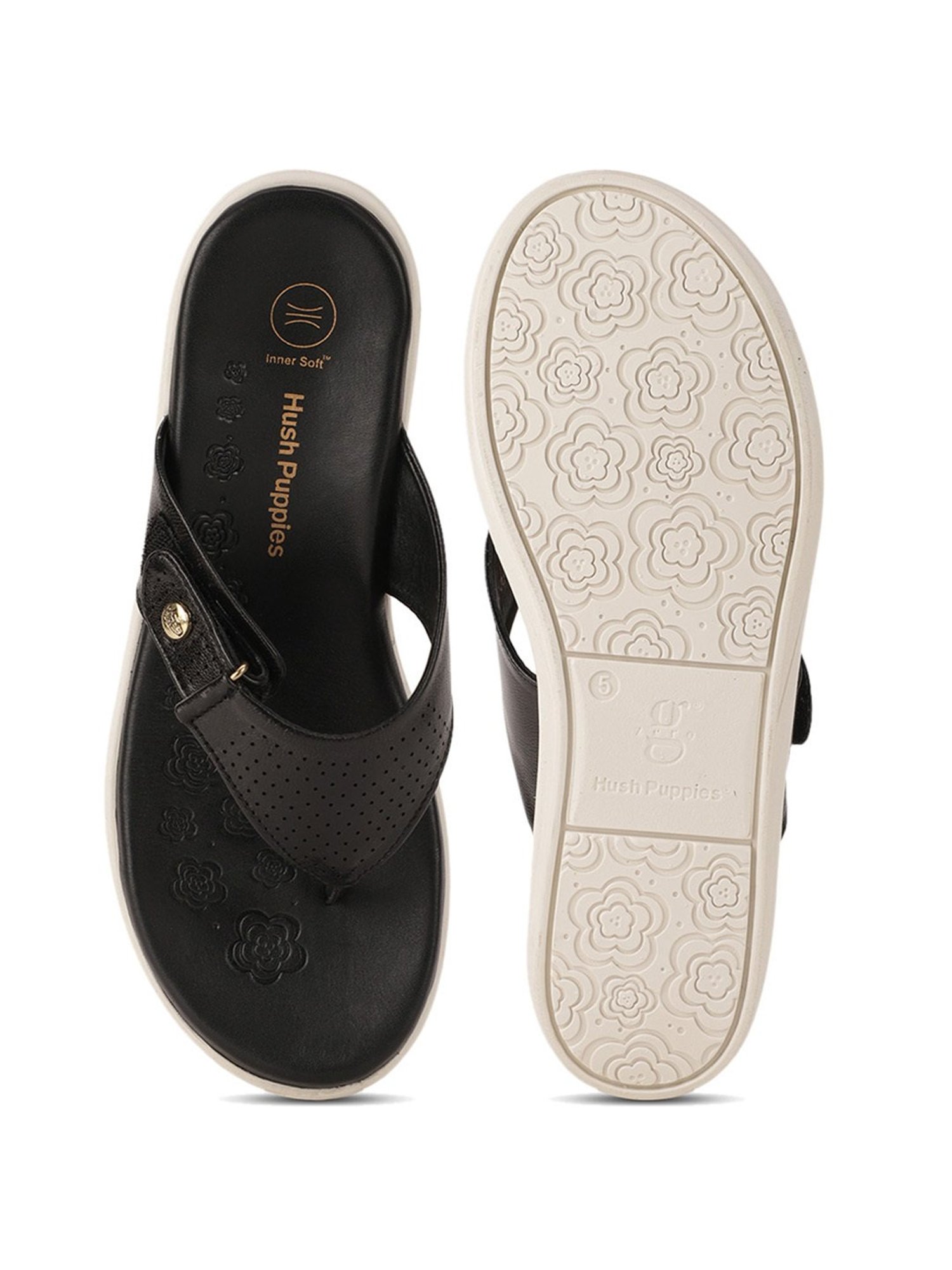 Hush Puppies by Bata Women's Black Thong Wedges