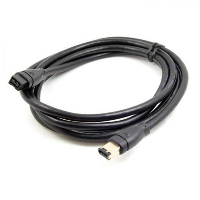 Jimier 9 PIN / 6 PIN BETA FireWire 800 - FireWire 400 9-6 Cable IEEE 1394B 1.8m Black FW-018 CA-018-1.8M