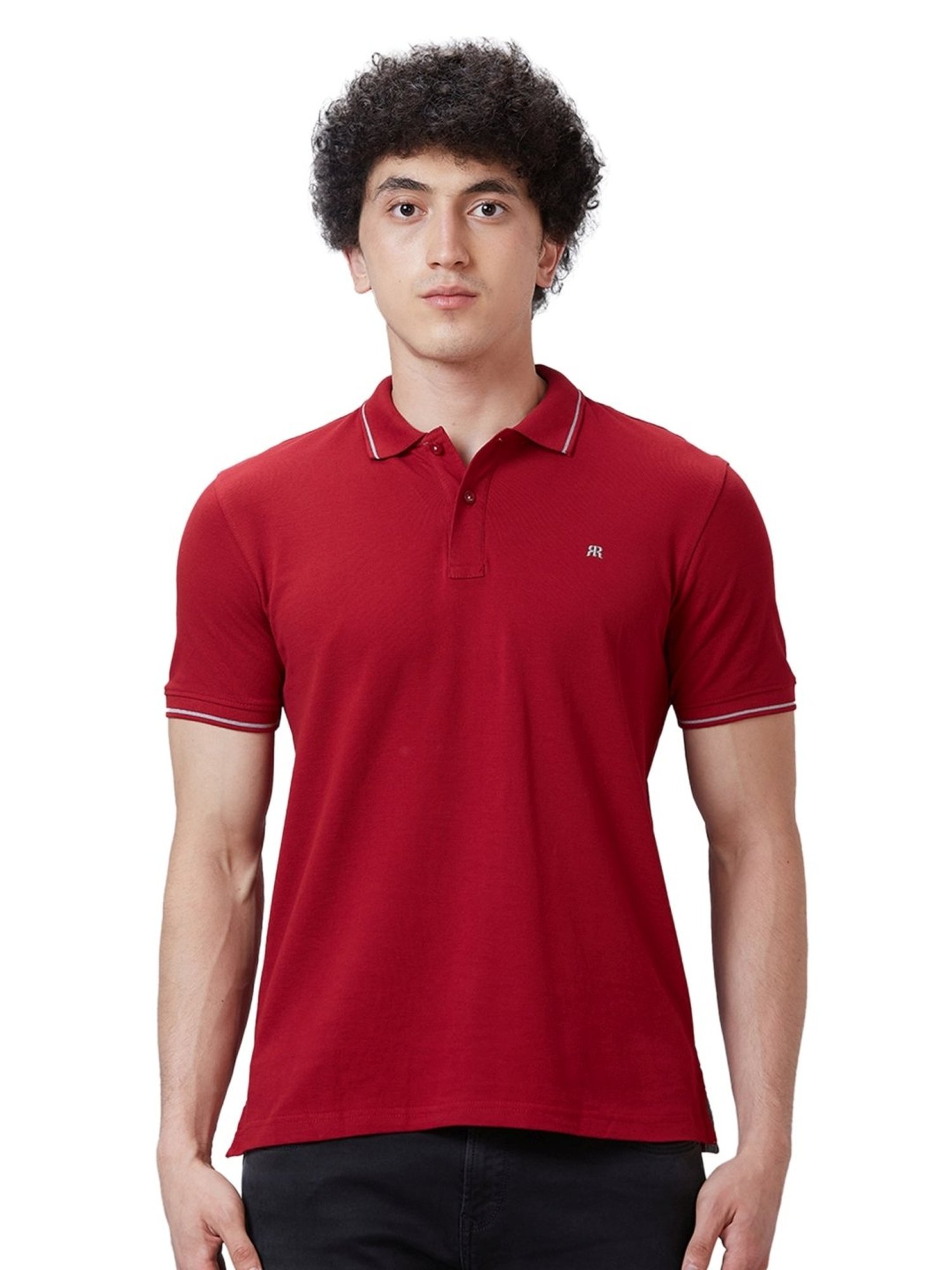 Raymond Maroon Cotton Contemporary Fit Polo T-Shirt