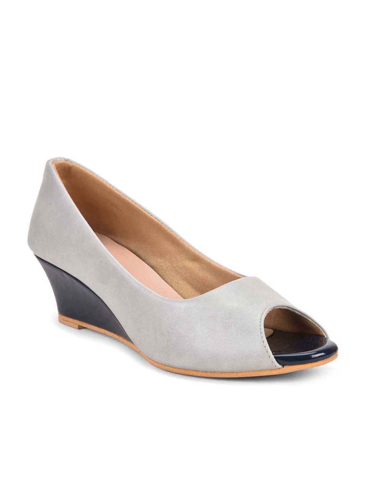 Salario Women's Grey Peeptoe Wedges