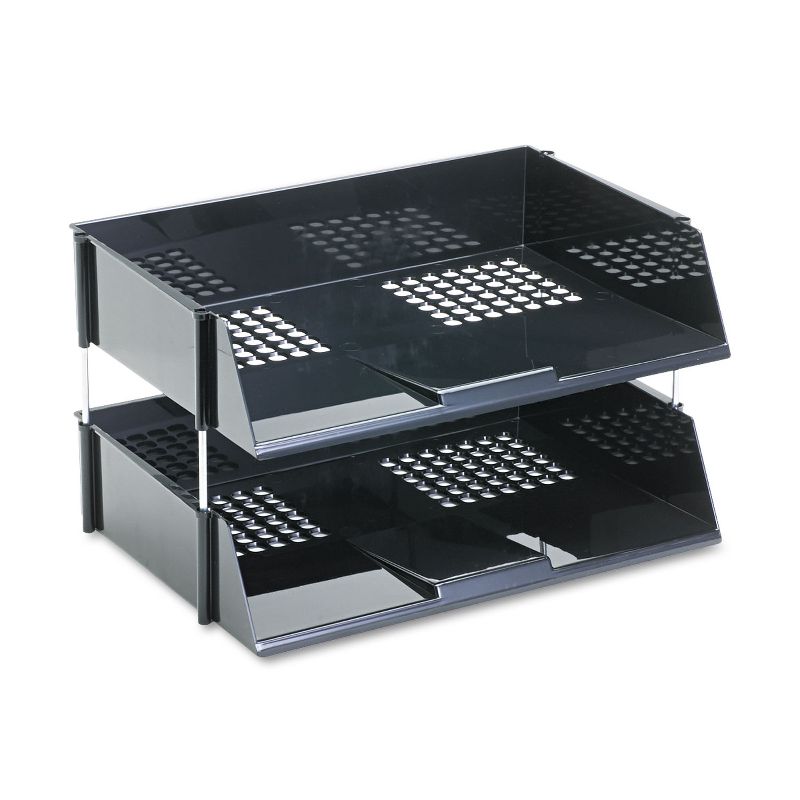 Deflecto Industrial Stacking Tray Set Two Tier Plastic Black 582704
