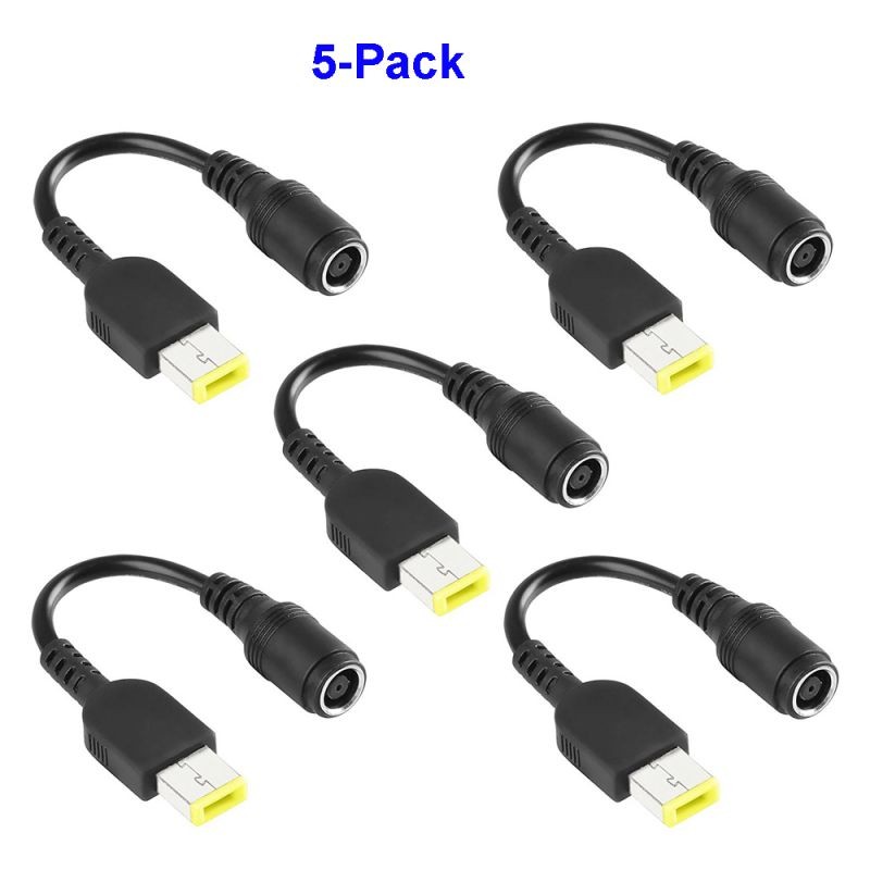 5-Pack 20V AC Charger Power Supply Adapter Converter Cable Cord for Lenovo ThinkPad T440 T440p T440s T540p, X1 Carbon, X140e, X240 Yellow Square Plug with Pin to 7.9*5.5mm Round Tip DC Jack