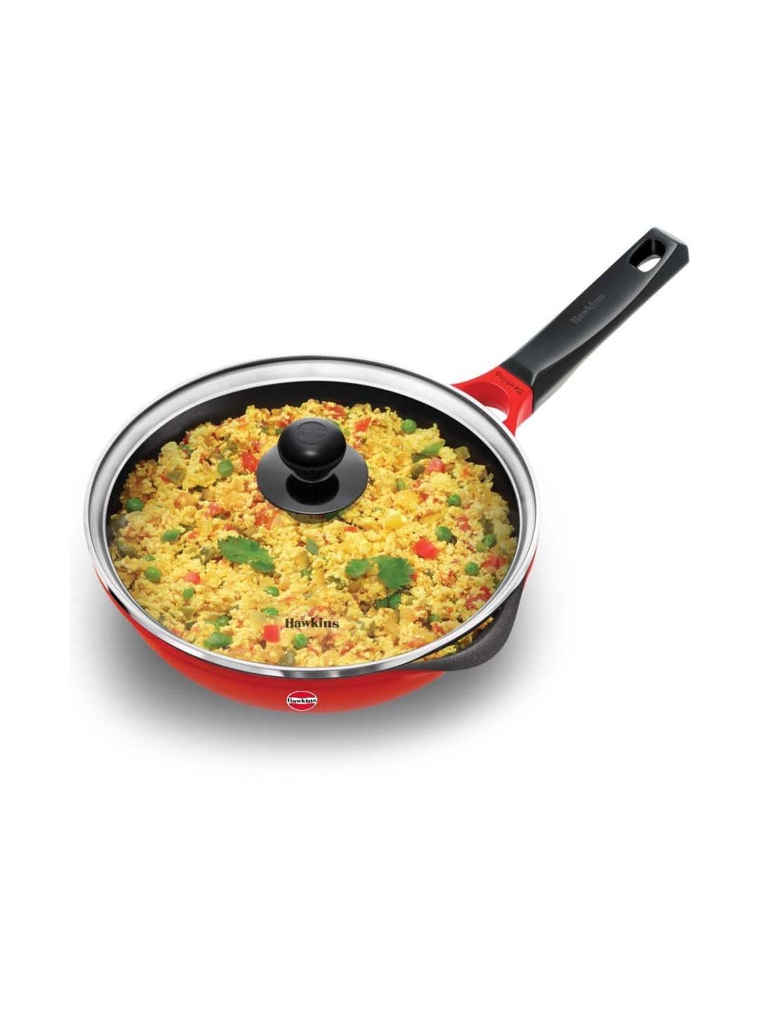 Hawkins Die-Cast Red & Transparent Aluminium 24.1 cm Non-Stick Fry Pan With Lid - Set of 1