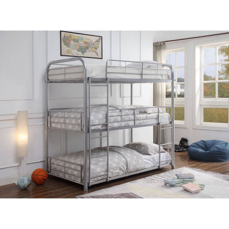 Twin Cairo Triple Bunk Bed Silver - Acme Furniture