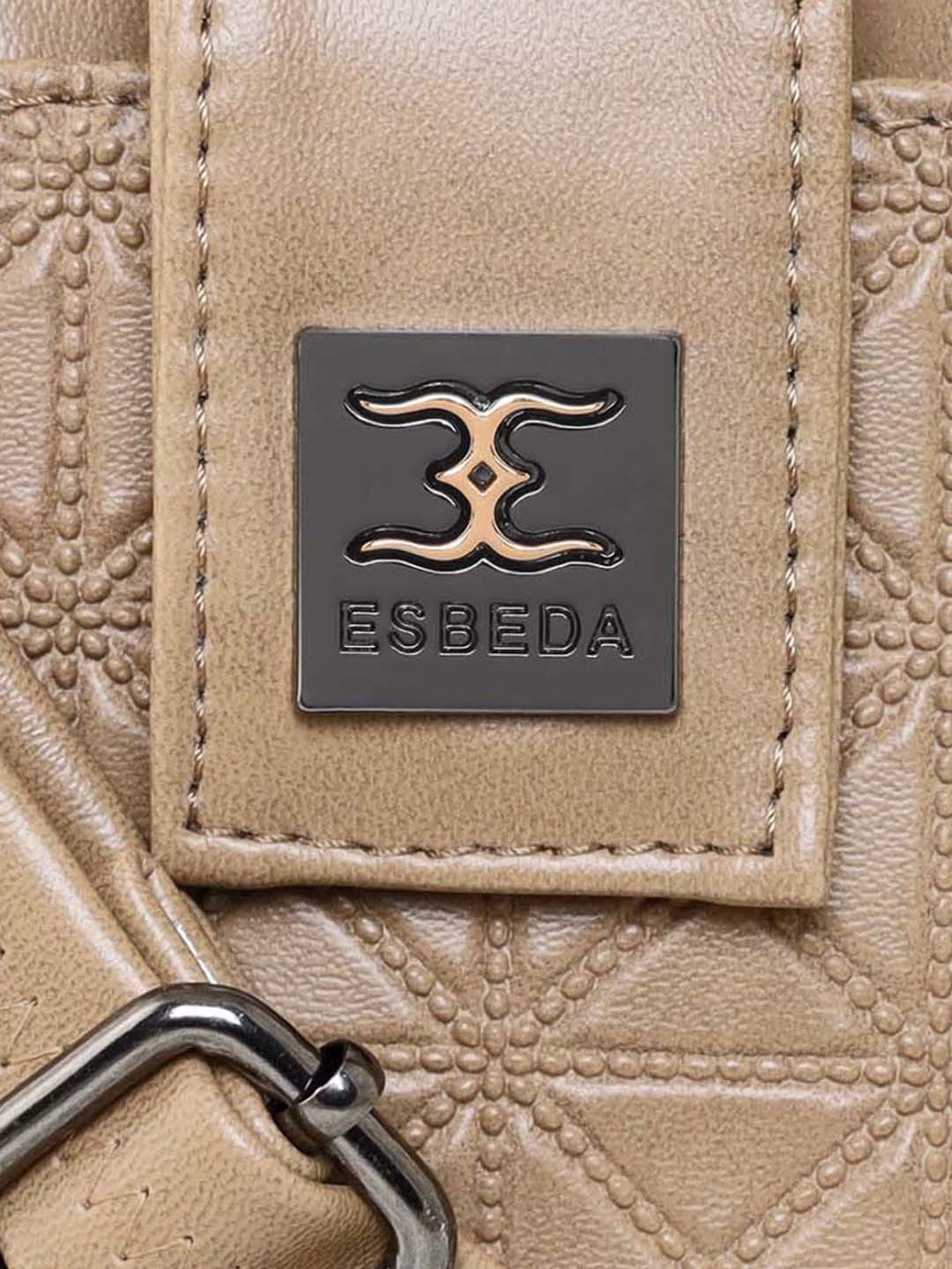 Esbeda Beige Solid Small Sling Handbag