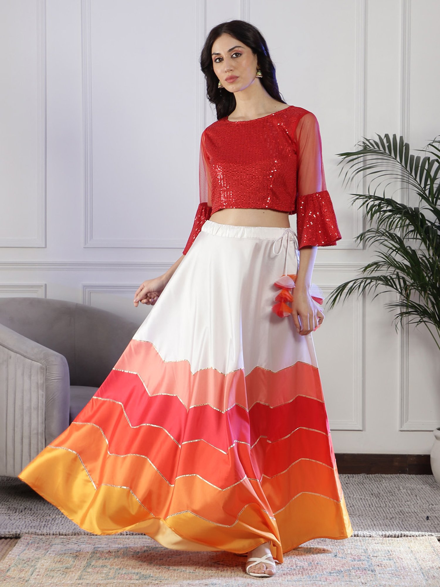 NEUDIS Multicolor Maxi Lehenga Skirt