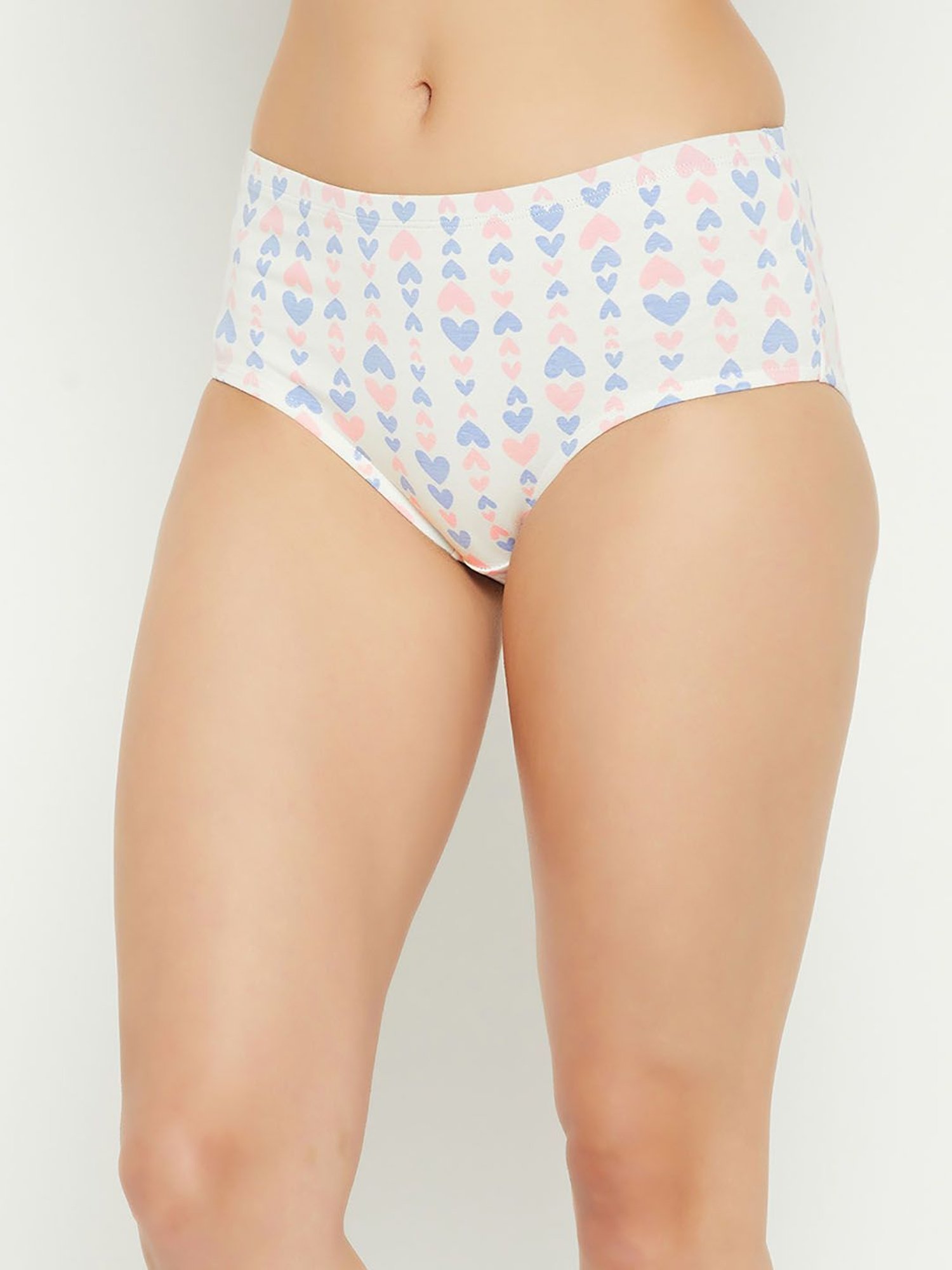 Clovia White Cotton Printed Hipster Panty