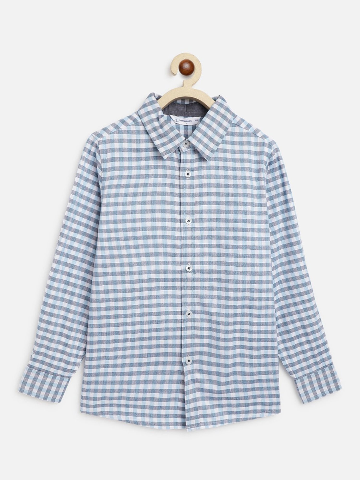 Campana Kids Blue & Grey Checks Full Sleeves Shirt