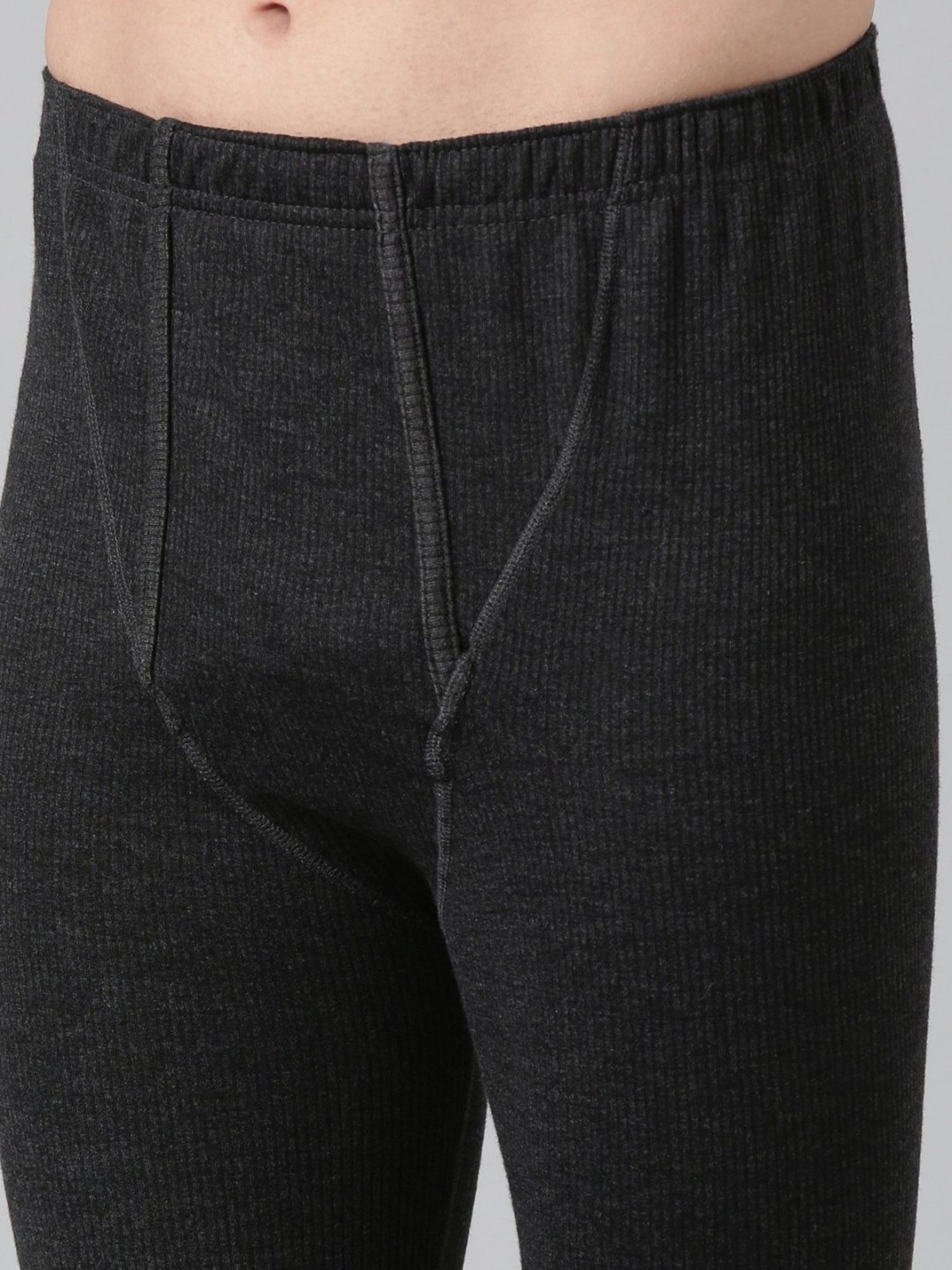 Dixcy Scott Maximus Dark Grey Melange Cotton Skinny Fit Thermal Bottoms