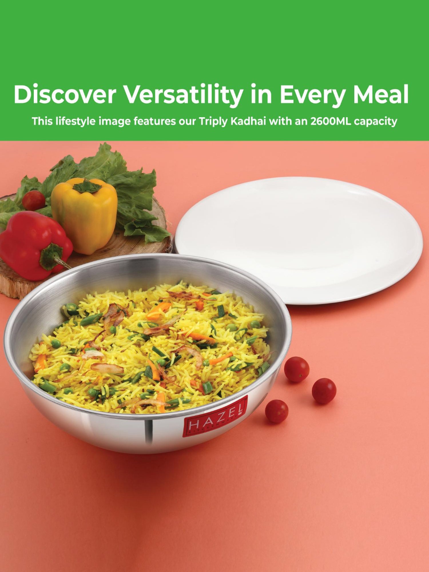 HAZEL Triply Stainless Steel Induction Bottom Tasra, 1.5 Litre, 20.5 cm