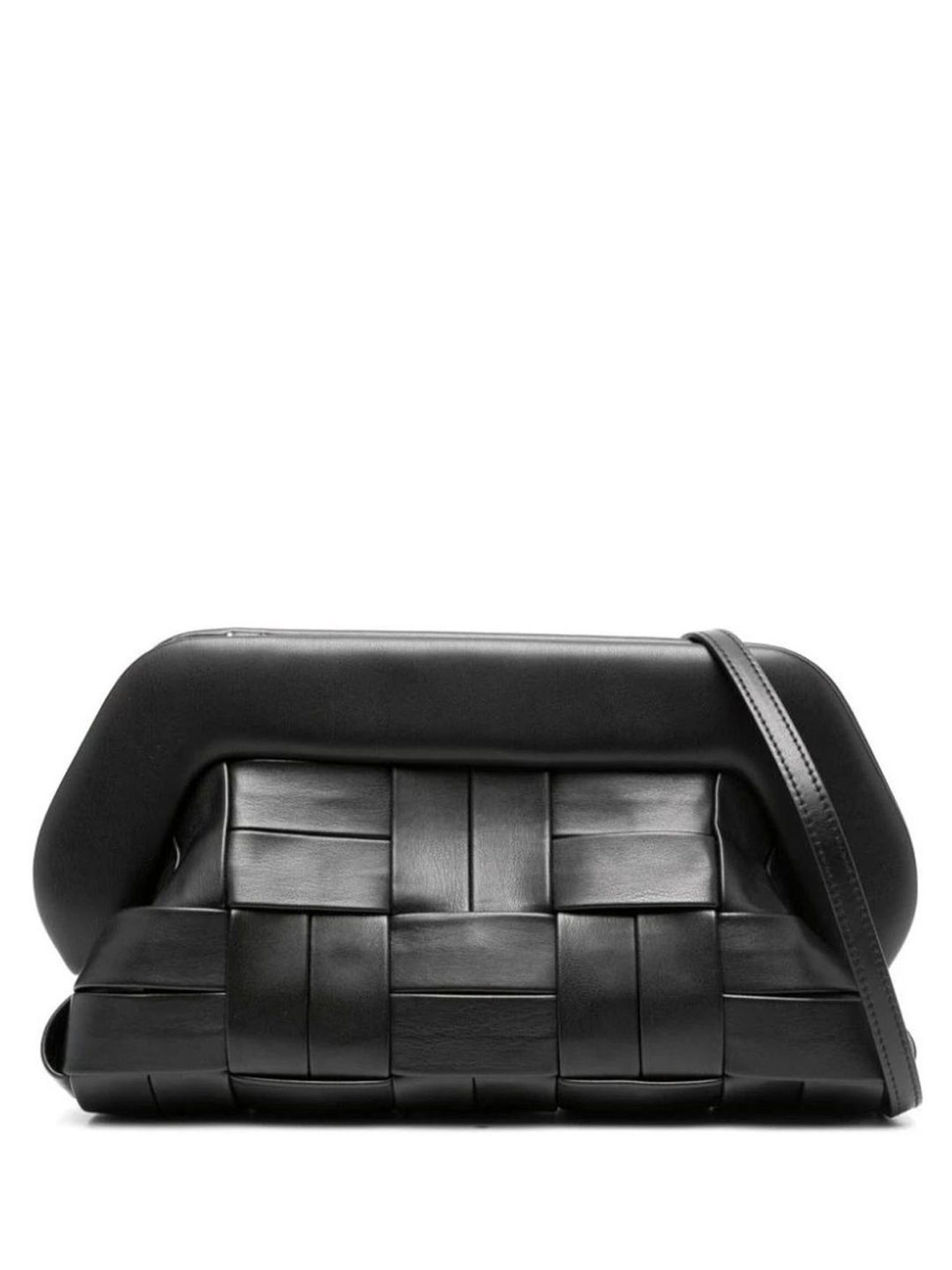 Themoire Black BIOS Flat Weaved Cross Body Bag