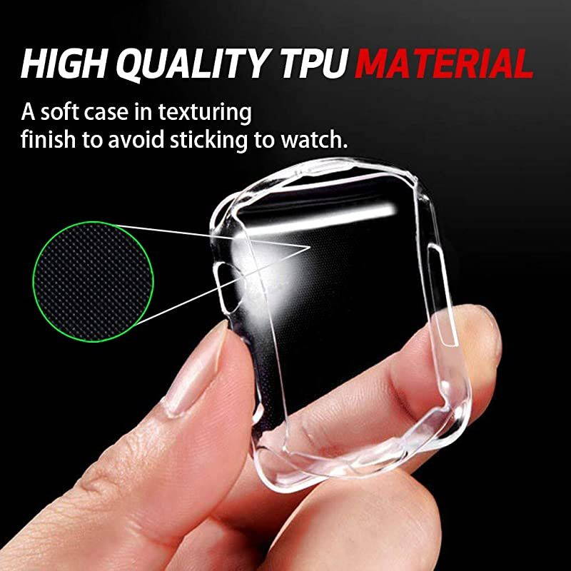 Case Compatible with Apple Watch Series 6/ SE/Series 5/ Series 4 with built in Screen Protector 40mm,Overall Protective TPU Clear Case(2 pack)
