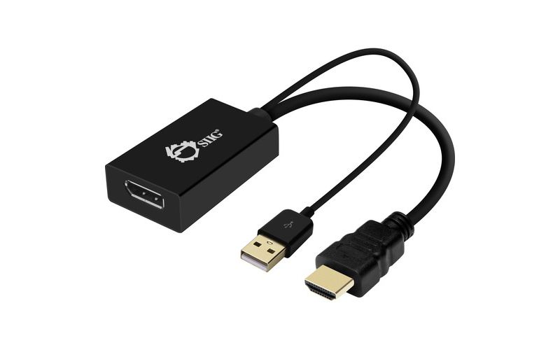 SIIG HDMI to DisplayPort 4K Ultra HD Converter - 9.80" DisplayPort/HDMI/USB A/V Cable for Notebook, Monitor, Audio/Video Device