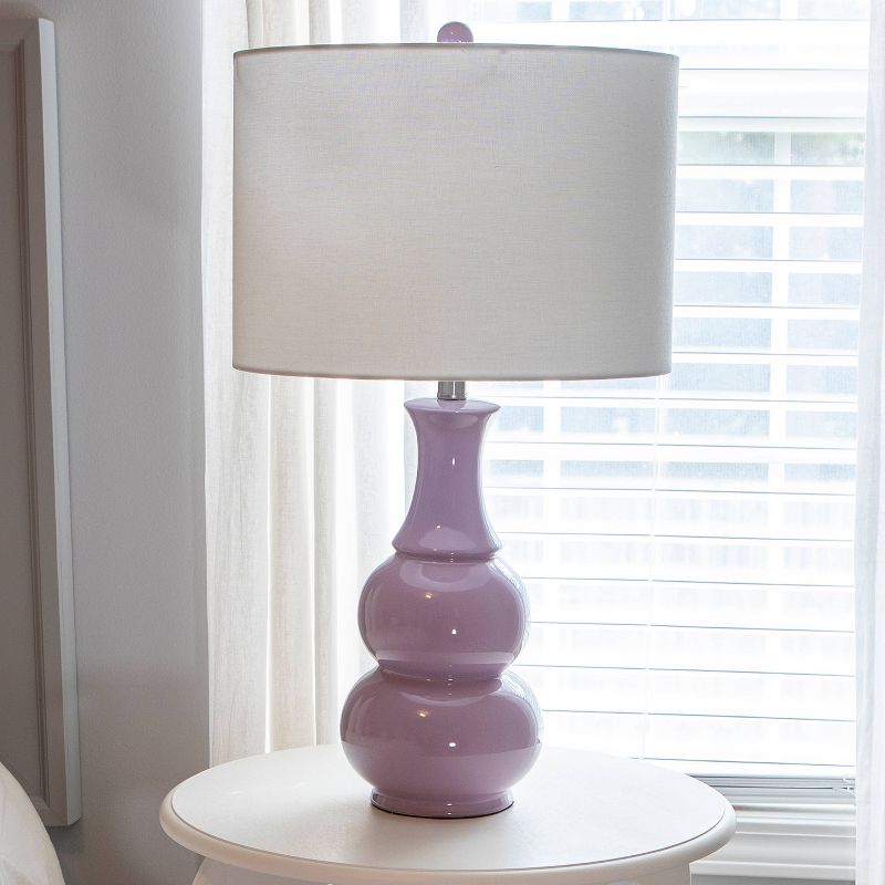 15" x 14" Harper Ceramic Table Lamp Purple (Includes CFL Light Bulb) - Decor Therapy
