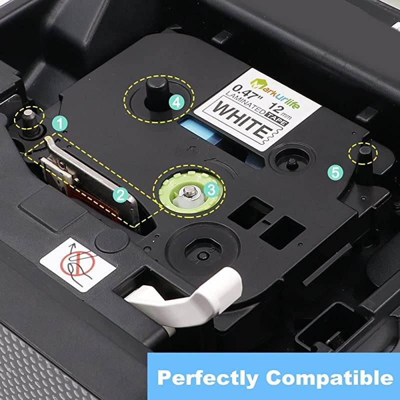 Compatible Color Tz Label Replace for Brother Ptouch Label Maker Tze Tape 12mm 047 Inch Laminated Black on WhiteClearBlue RedYellowGreen for Ptouch D200 PTD210 PTD400 PTD600 6P