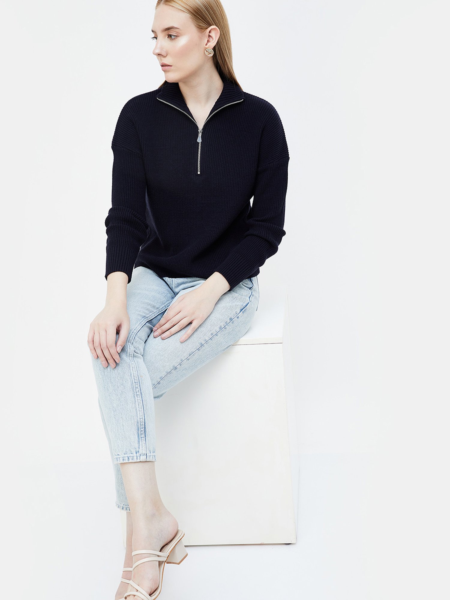 Code by Lifestyle Navy Regular Fit Pullover