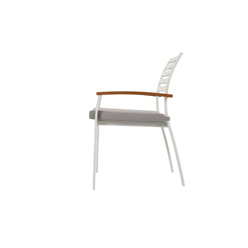 6pc Patio Stackable Aluminum Cushioned Dining Chairs - White - Nuu Garden