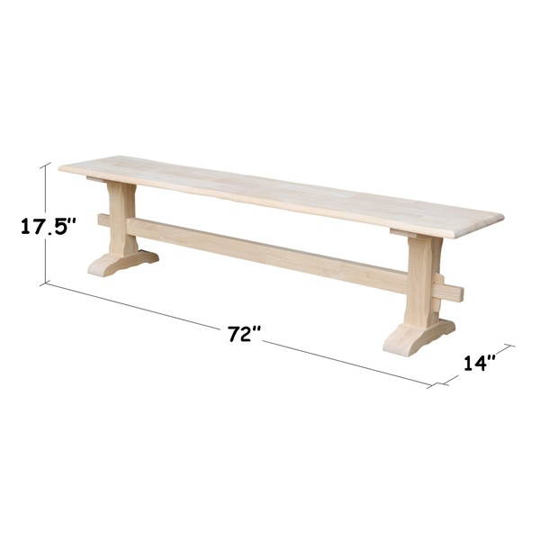 International Concepts KBE-7214 17.51 x 72 x 14 in. Live Edge Trestle Bench