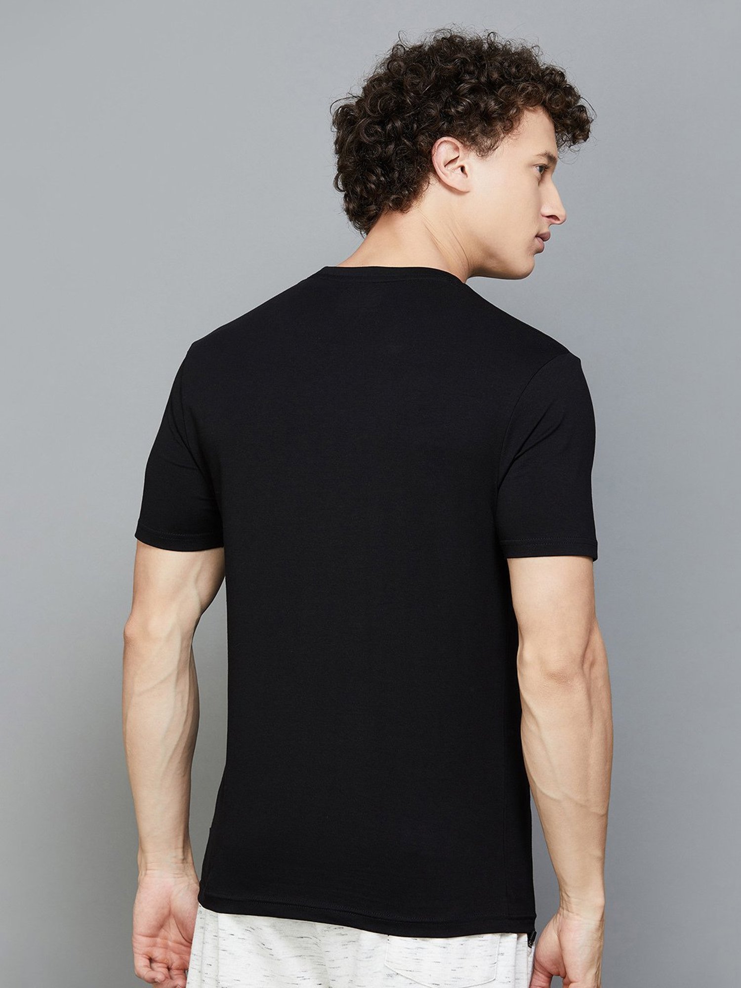 KAPPA Black Regular Fit Graphic Print Crew T-Shirt