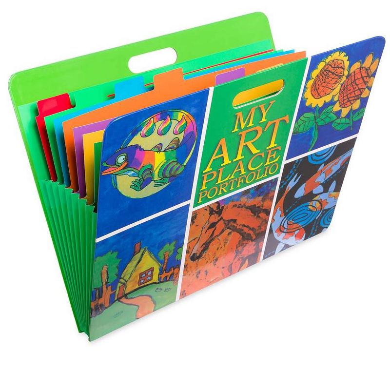 My Art Place Expandable Color-Tabbed Portable Art Storage Portfolio with Decorative Frame, 19" x 15 1/4 "
