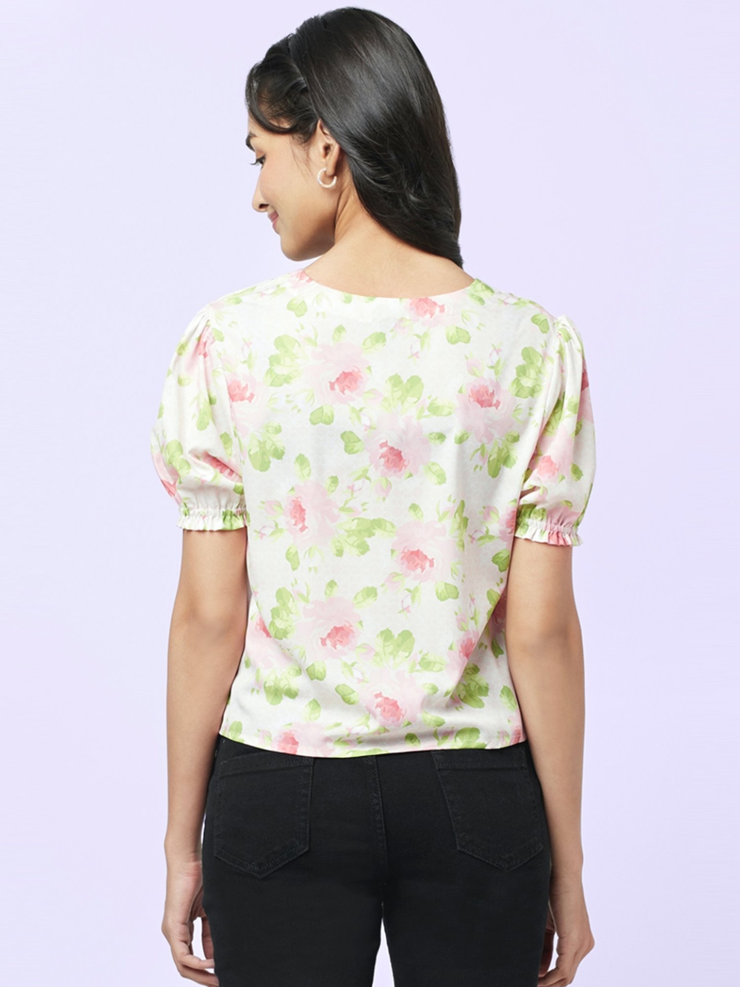 YU by Pantaloons Off-White Printed Top