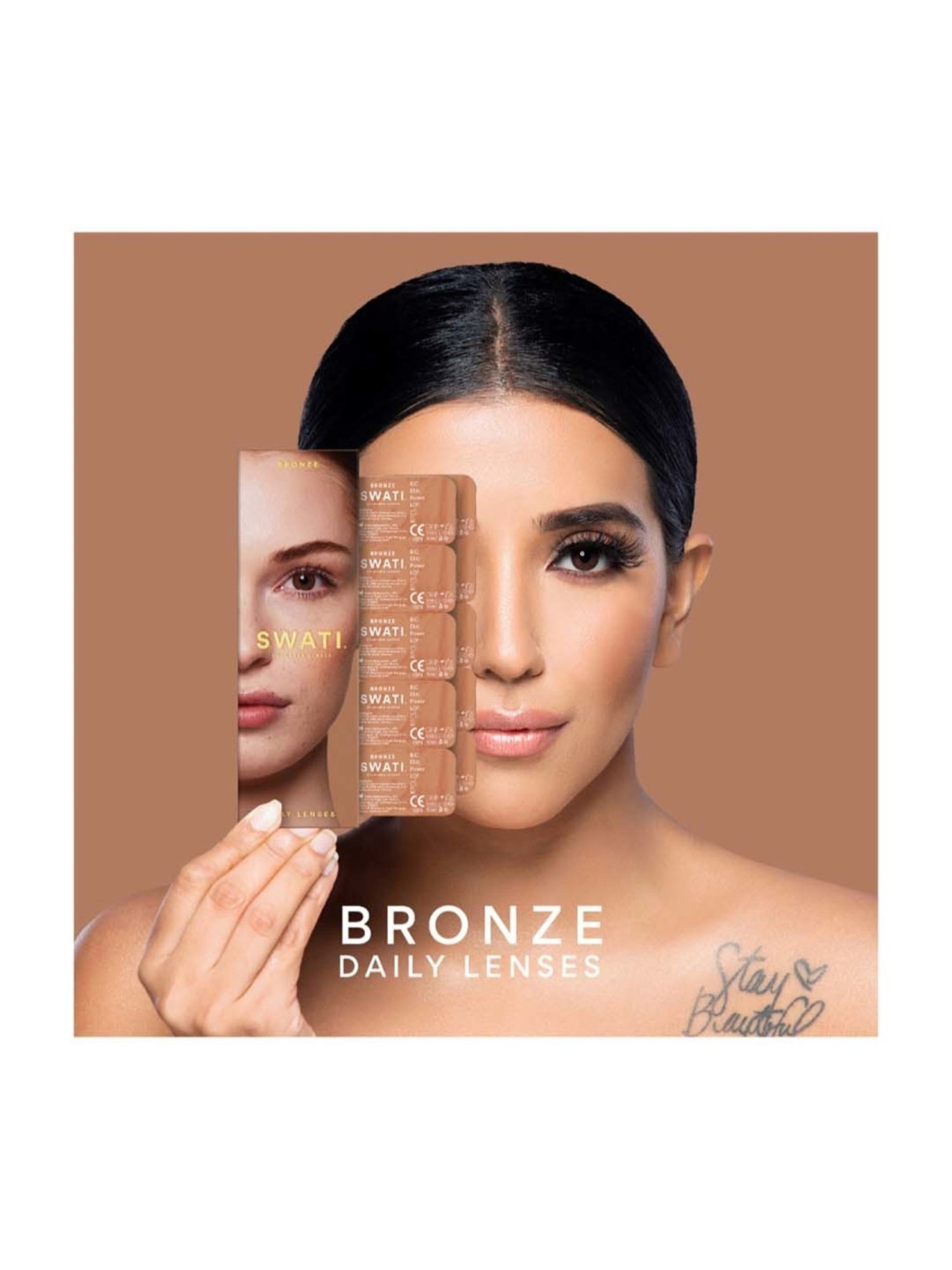 Swati Cosmetics Coloured Contact Lenses - Bronze (1 Day, Power -3.50)