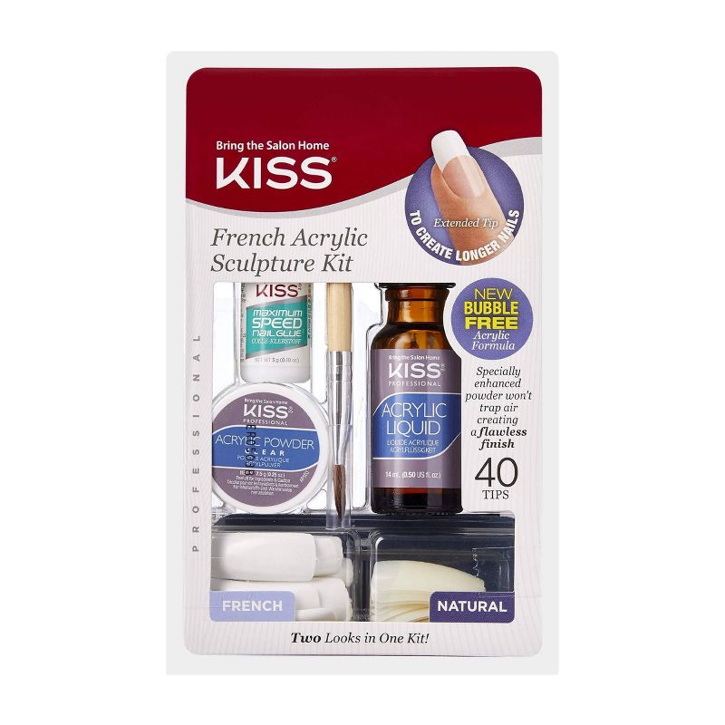 Kiss Bring the Salon Home French Acrylic Nail Kit - Natural