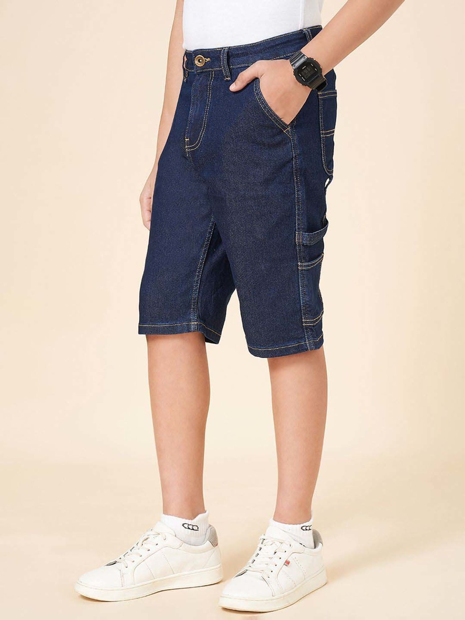 Coolsters by Pantaloons Boys Dark Stone Cotton Solid Shorts