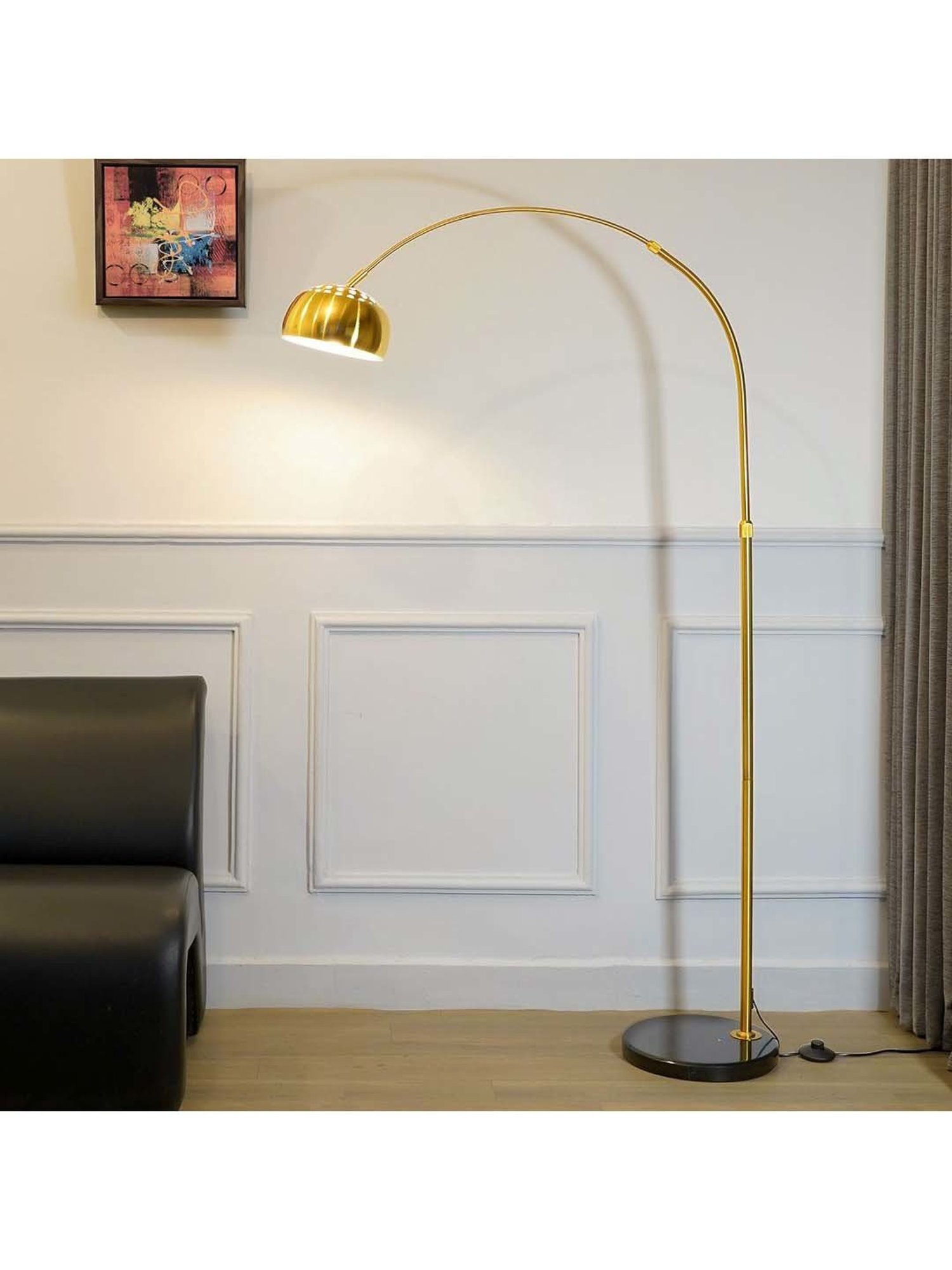 Kapoor E Illuminations Gallow Arc Brass & Black Metal Single Light Floor Lamp