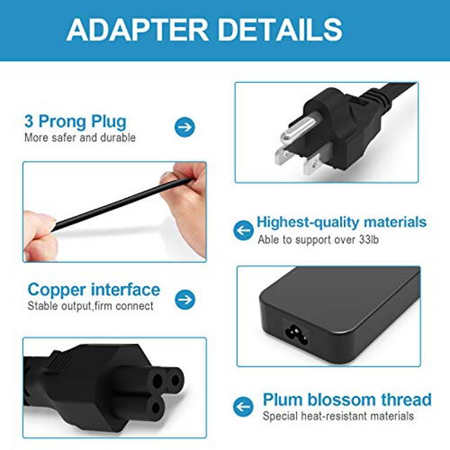 Slim 130W AC Laptop Charger Fit for Dell Inspiron 7559 5577 5576 7567 7566 7557 5160 5488 11 15 Precision 3520 3510 3530 M2800 M6300 XPS (L502X) 17(L702X) LA130PM121 DA130PE1-00 Power Supply Cord