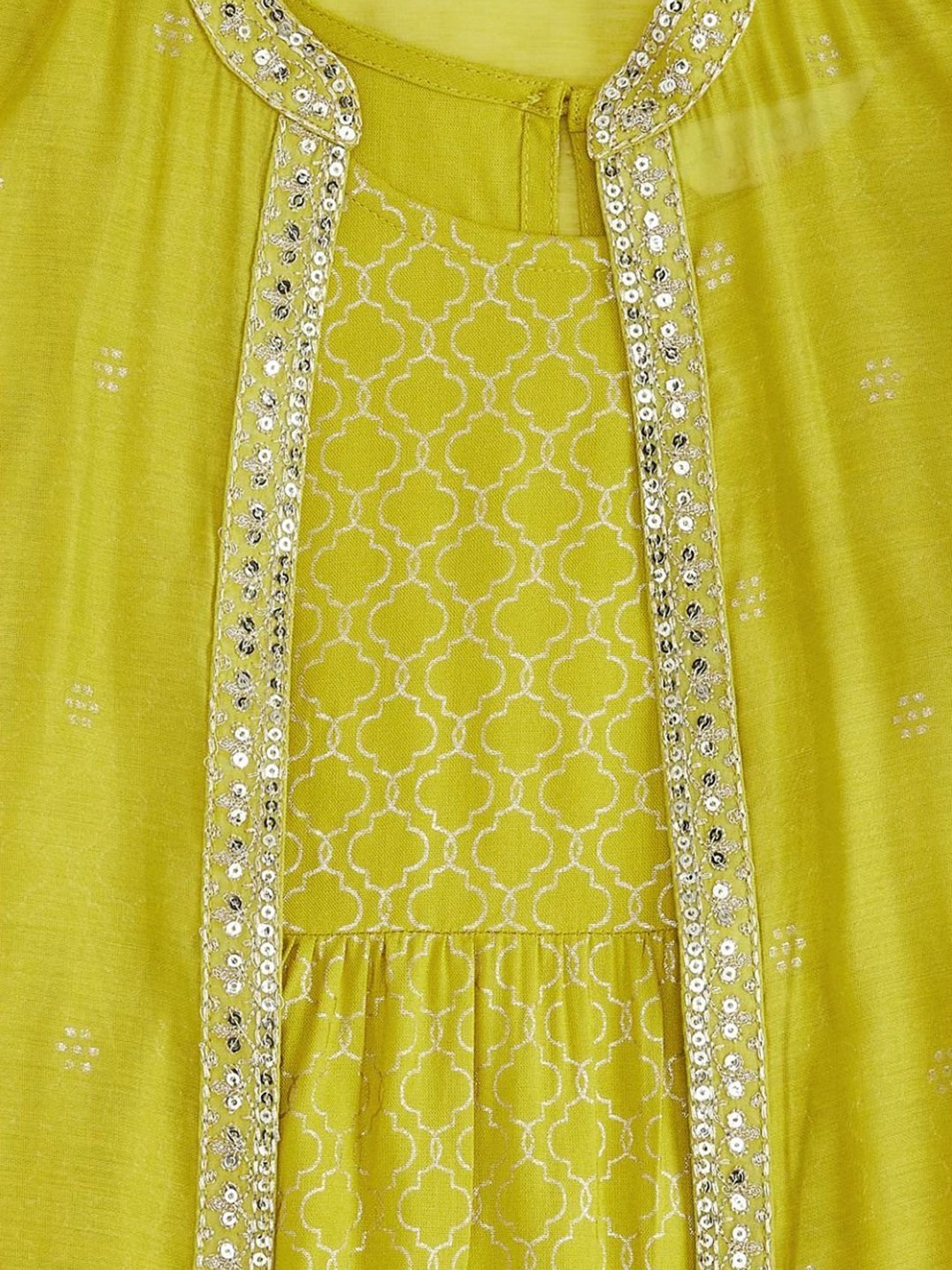 Akkriti by Pantaloons Kids Lime Green Embellished Party Dress