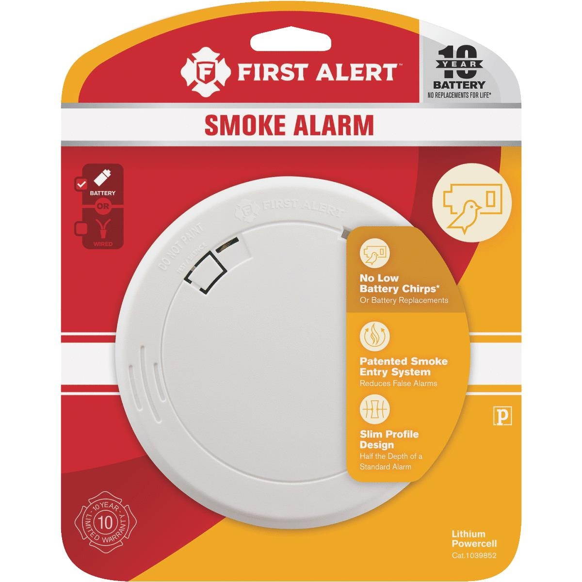 First Alert 10-Year Sealed Battery Photoelectric Slim Round Smoke Alarm 1039852