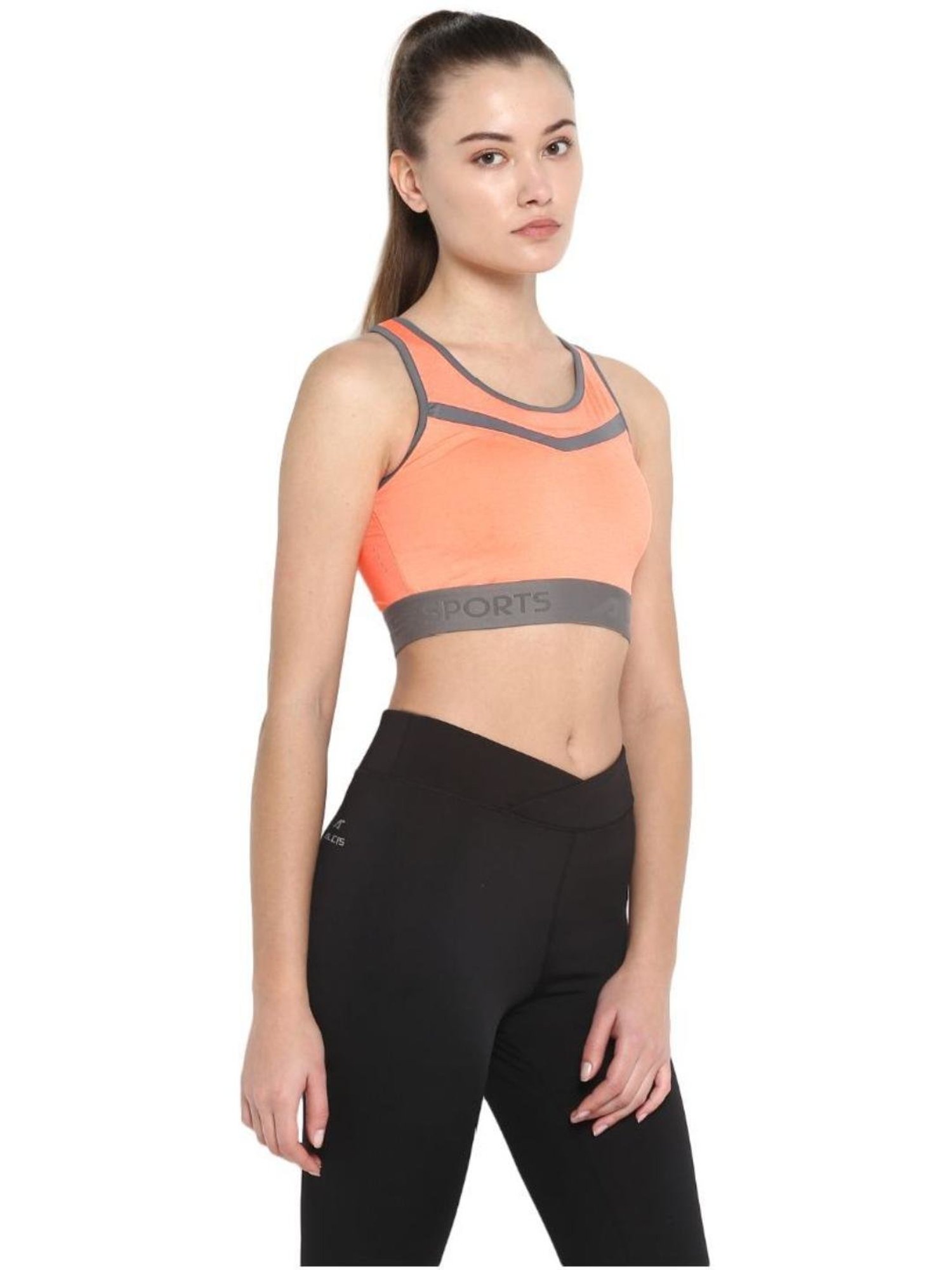 ALCIS Orange Non Wired Padded Sports Bra