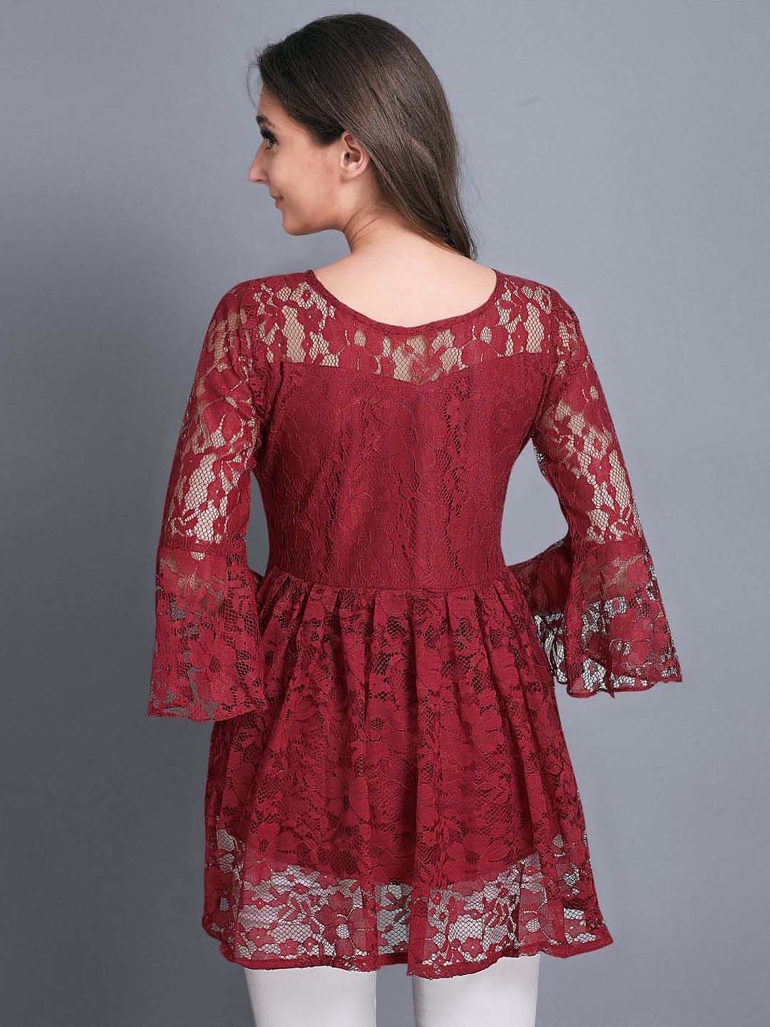 SELVIA Red Embroidered Top