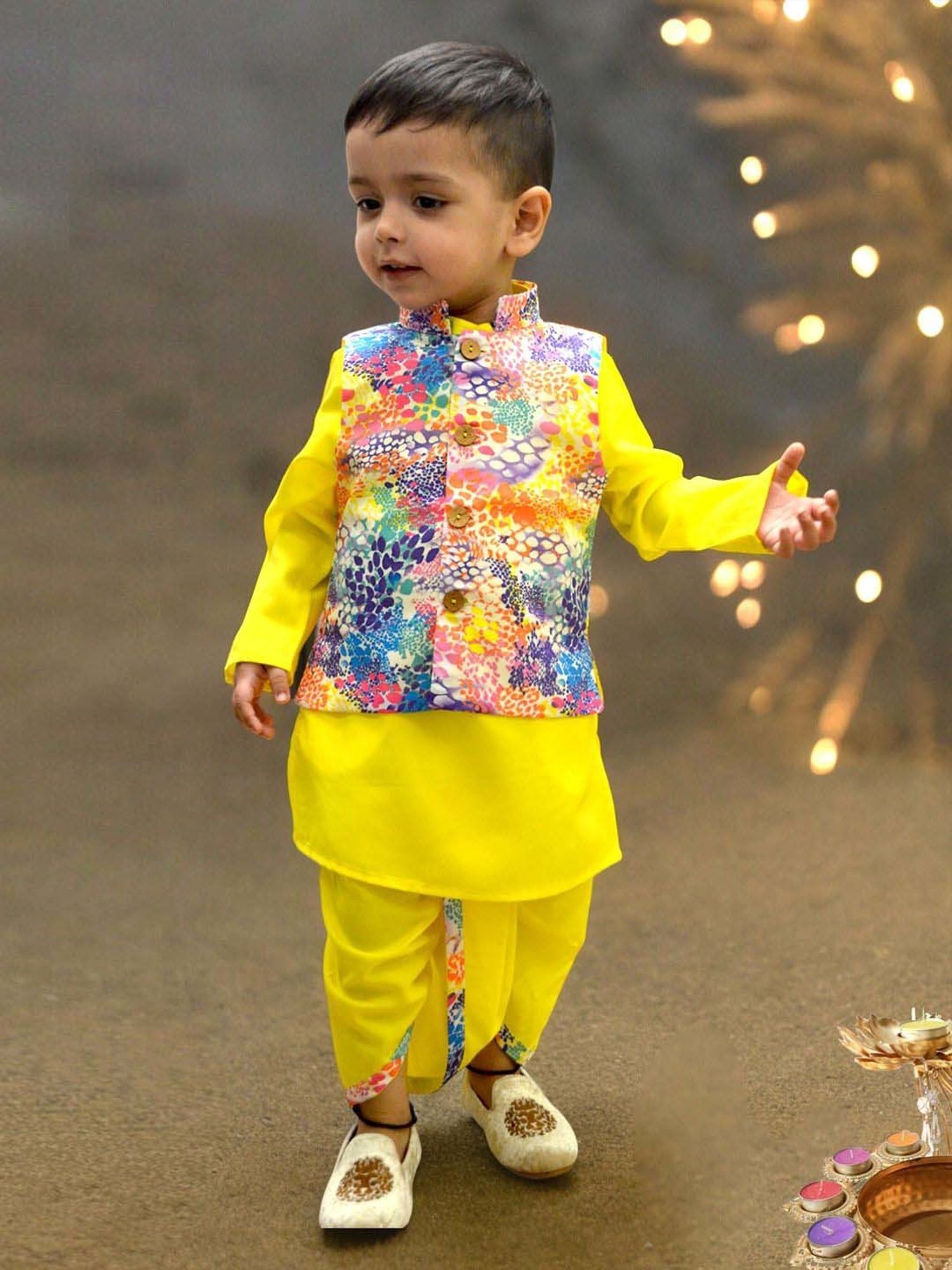 A.T.U.N. Boys Multicolor Printed Full Sleeves Kurta Set